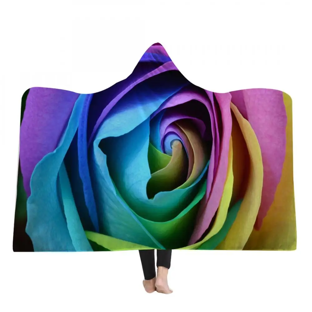

Adults Hooded Blankets Sofa Portable Warm Cartoon Paintings Hooded Blanket 3d Full Print Wearable Blanket Microfiber Cloak