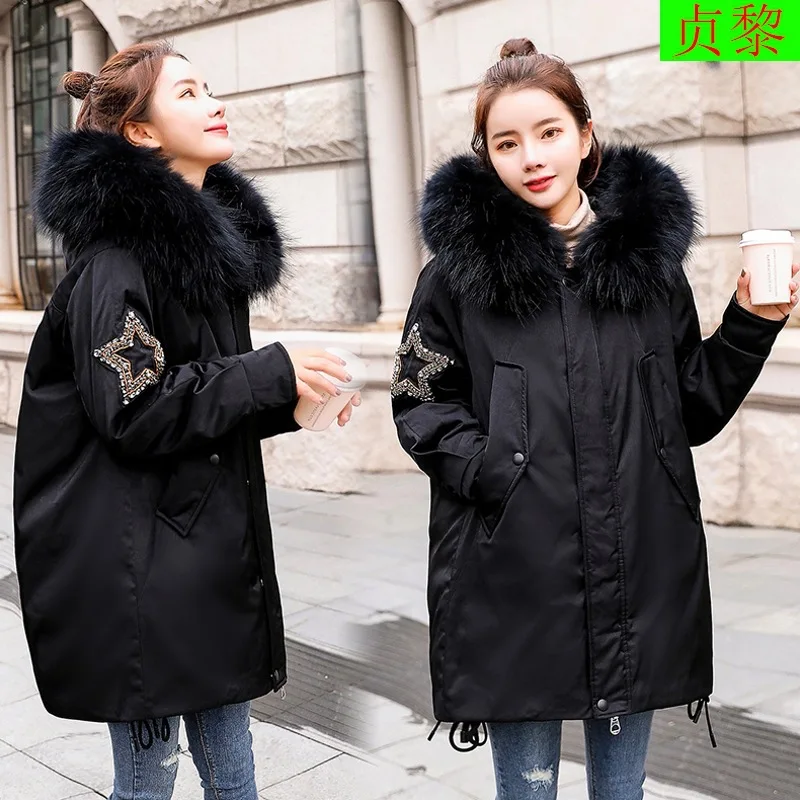 

2018 Winter New Style down Jacket Cotton-padded Clothes INS Women's Mid-length Korean-style Loose-Fit BF Fashion Thick Cotton Ov