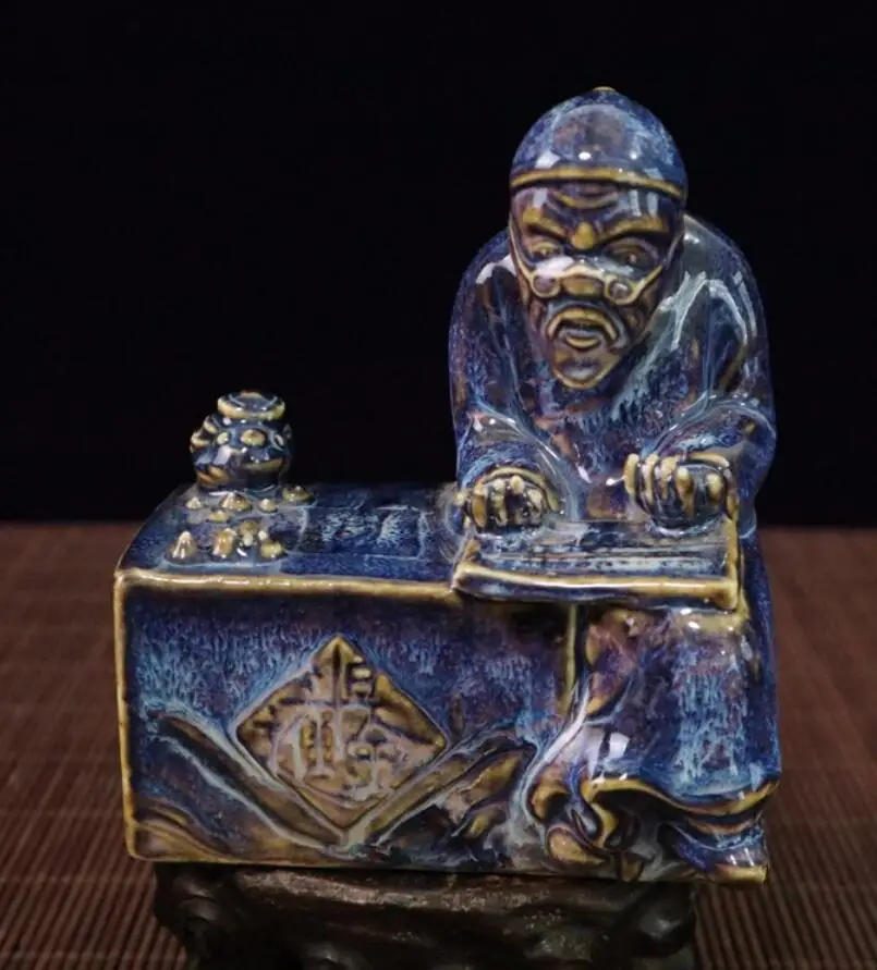

China blue glaze ceramic Rich man crafts statue