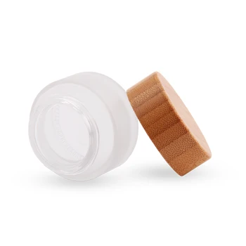 

5g luxury empty cosmetic eye cream glass jar with bamboo cap/lids