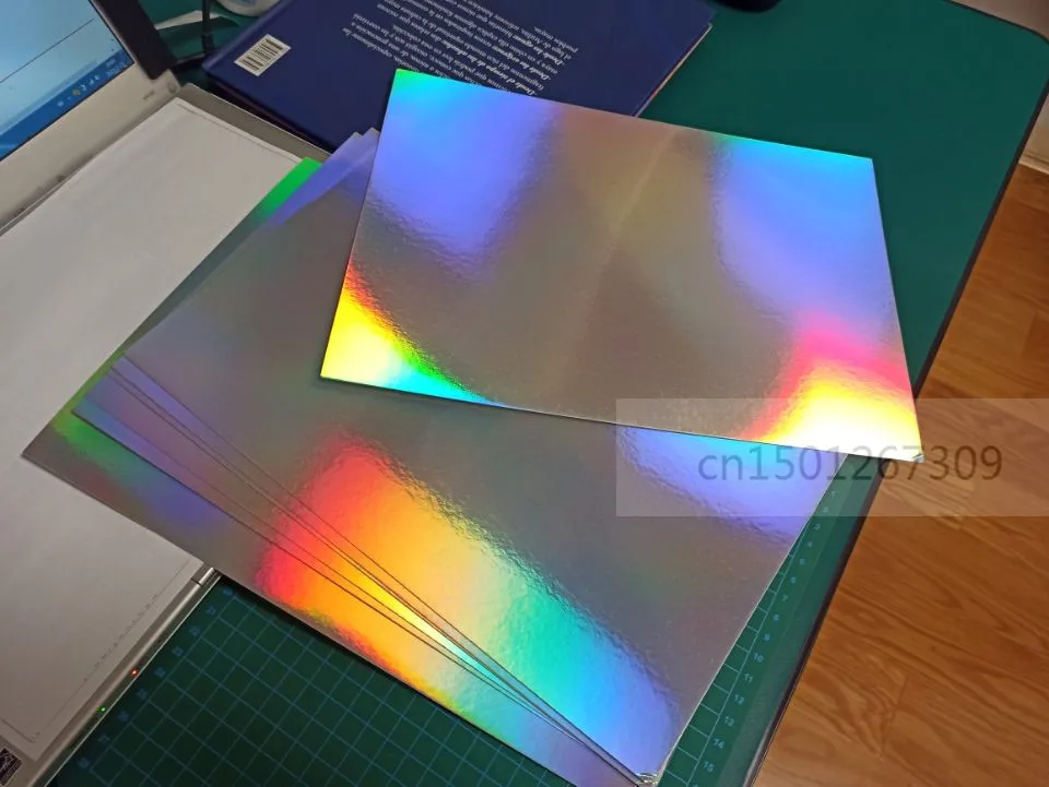 Holographic Cardstock Size 21 x 29cm Single Side Holographic Rainbow Silver Cardstock Thick Paper Card 10/20/50