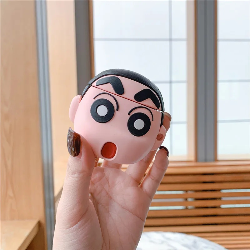 

3D Cartoon Cute Cartoon Crayon Shin-chan Earphone Case For Apple Airpods 1 2 Silicone Protection Cover With Anti-lost KeyChain