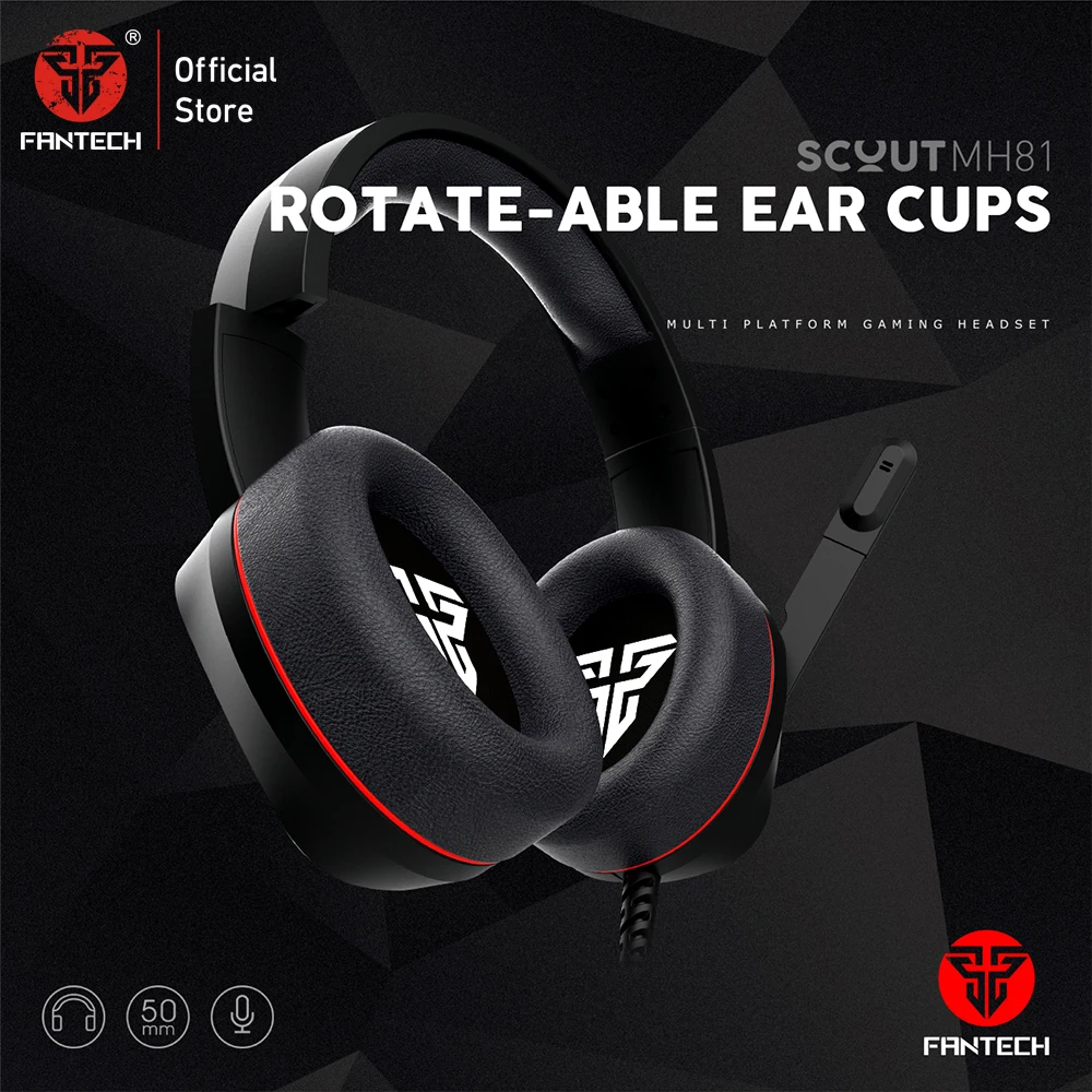 

FANTECH MH81 Black 3.5MM Plug Earphones With Microphone Wide sound field Profession Wired Gaming Headset For PC Game Player