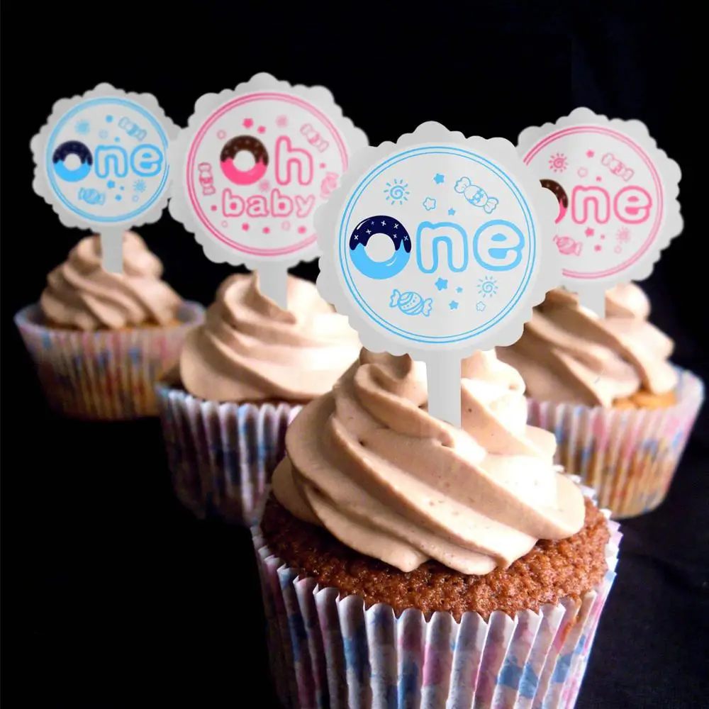 6Pcs/set One Cake Topper Donut Grow Up Birthday Party Decoration Oh Baby Shower Supplies | Дом и сад