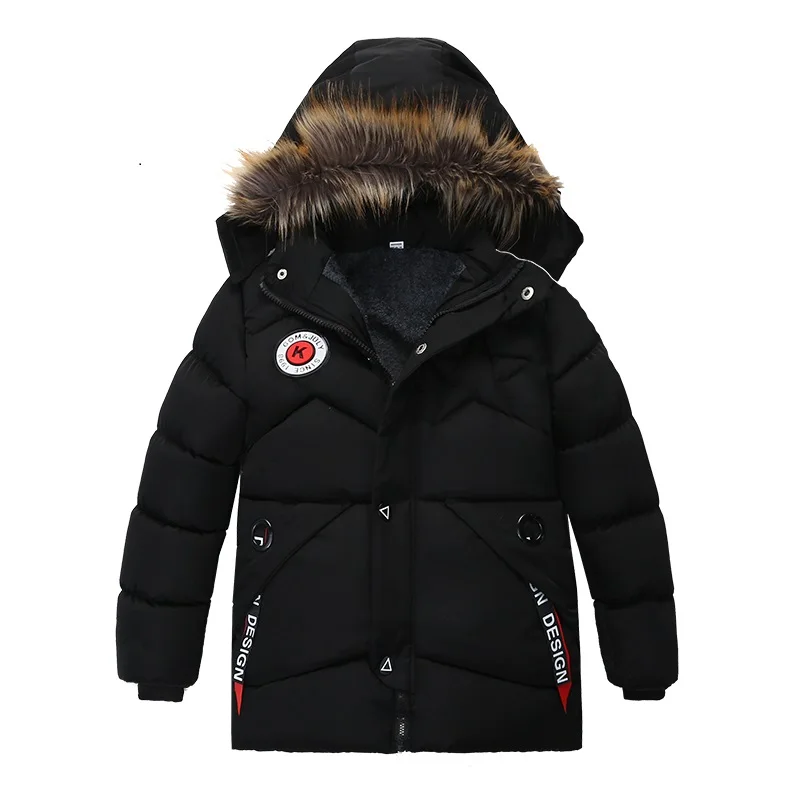 Пуховая куртка для мальчиков, коллекция 2018 года, зимняя теплая одежда для маленьких мальчиков со звездами и капюшоном, пуховая куртка