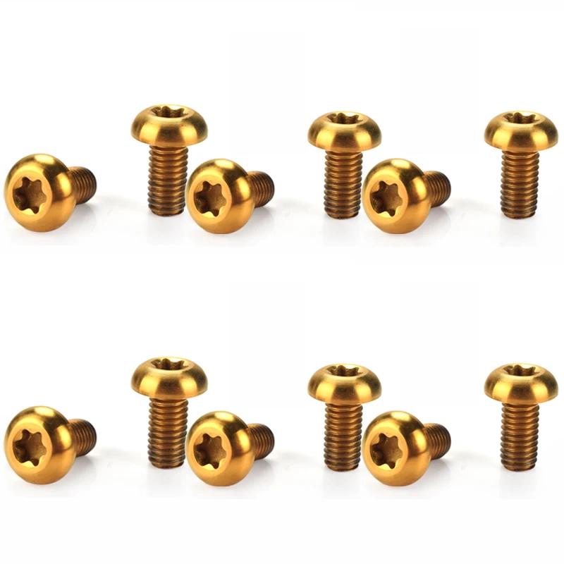 12pcs Gold M5* 10 мм титановый диск из сплава тормозные винты для ротора T25 Torx MTB Горная дорога велосипед тормозной ротор Ti красочные болты - Цвет: 12pcs Gold