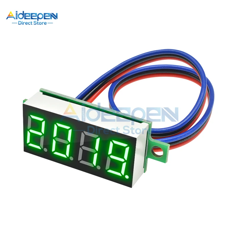 A 0-100V Green 0,36 дюймов DC 0-100 в мини 3 провода 4 бит СВЕТОДИОДНЫЙ Цифровой Вольтметр 0,3" DC 0,000 V-100,0 V измеритель напряжения тестер напряжения 12V 24V - Цвет: A 0-100V Green