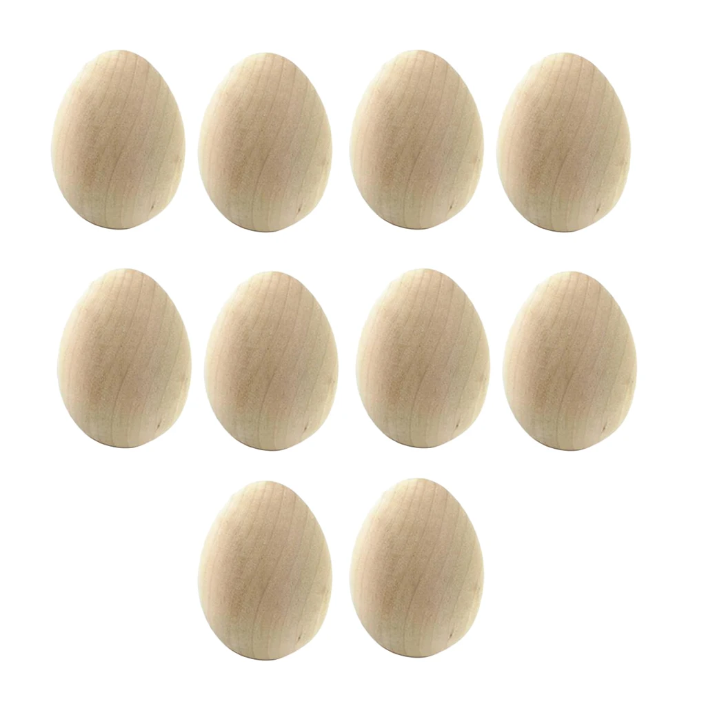 10PCS Wooden Easter Craft Eggs, for Display and Decoration Party and Photo Props, Smooth to Draw ,Ready To Paint And Decor