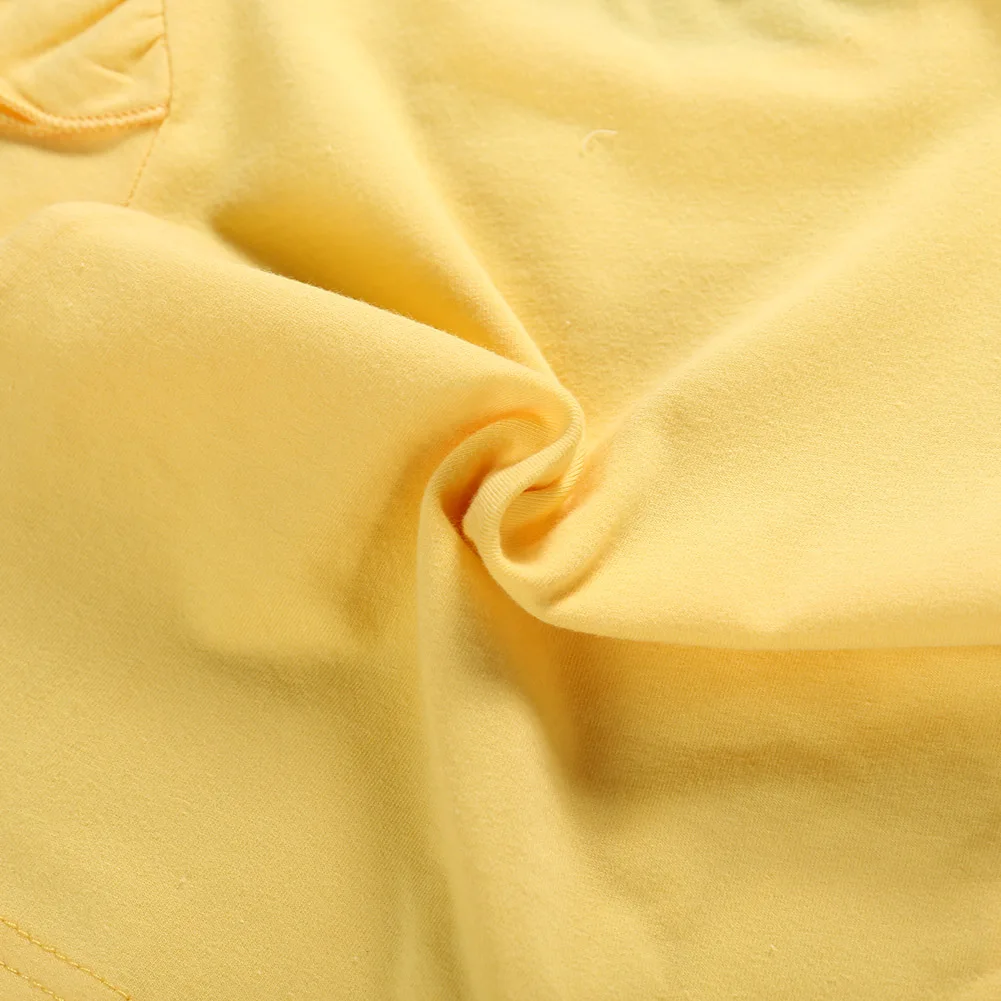 Комплект одежды для маленьких девочек 0-36 мес., 3 предмета, футболка с расклешенными рукавами для девочек, костюм, желтый и белый комбинезон, платье для девочек, Детский комплект, детская одежда