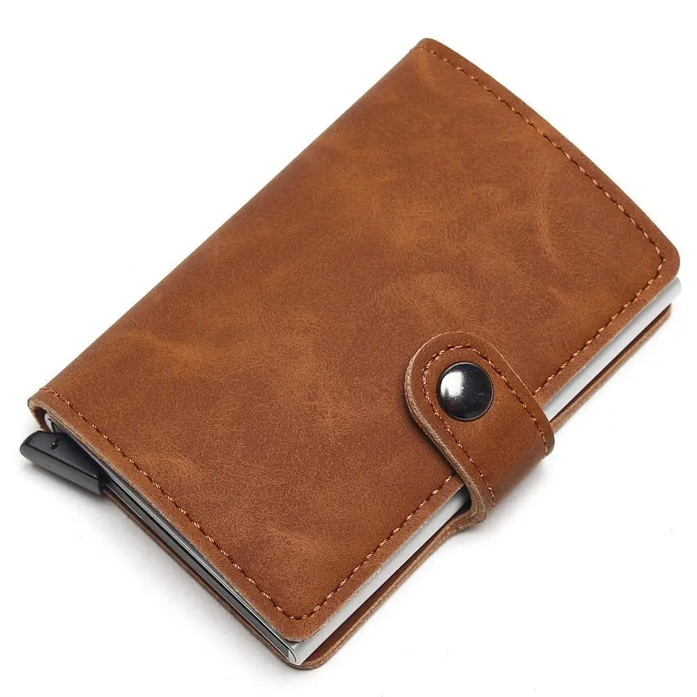 

Automatic Elastic-Card Bank Card Package Europe Textured Pu Metal Aluminum Case RFID Wallet