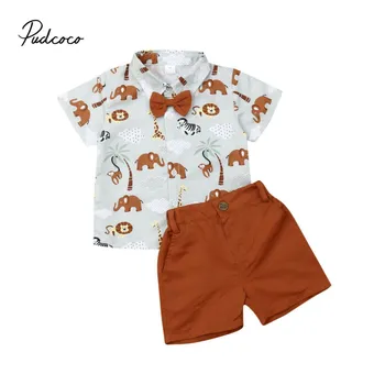 

Pudcoco Boys Clothing Sets Summer Baby Boys Clothes Suit Gentleman Style Wedding Cartoon Shirt +Pants 2pcs Clothes Summer Set