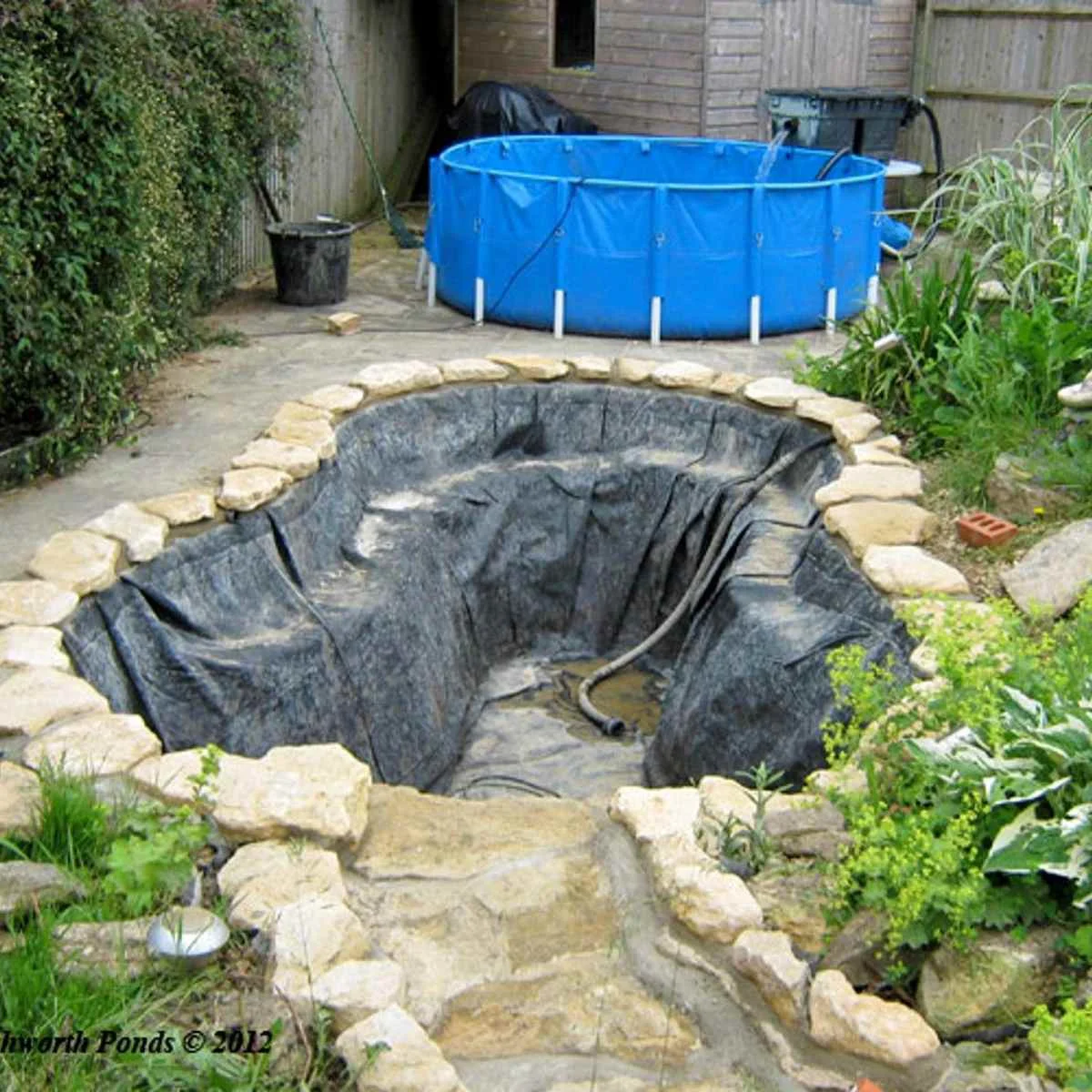 Forro de estanque flexible de 0.472 in, forro grande para estanque de peces  de jardín de agua, 9 x 10 pulgadas, HDPE, para estanques al aire libre