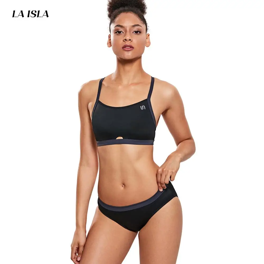 

Women's Athletic Swimsuit Workout Sport Bikini Two-Piece Swimwear XS S M L XL XXL