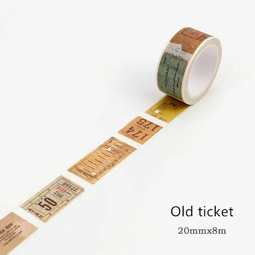 Retro Washi Tape set Vintage  Decoration Scrapbooking  Masking washitape Decorative wash whasi decorada stickers journal Old ticket 20mm