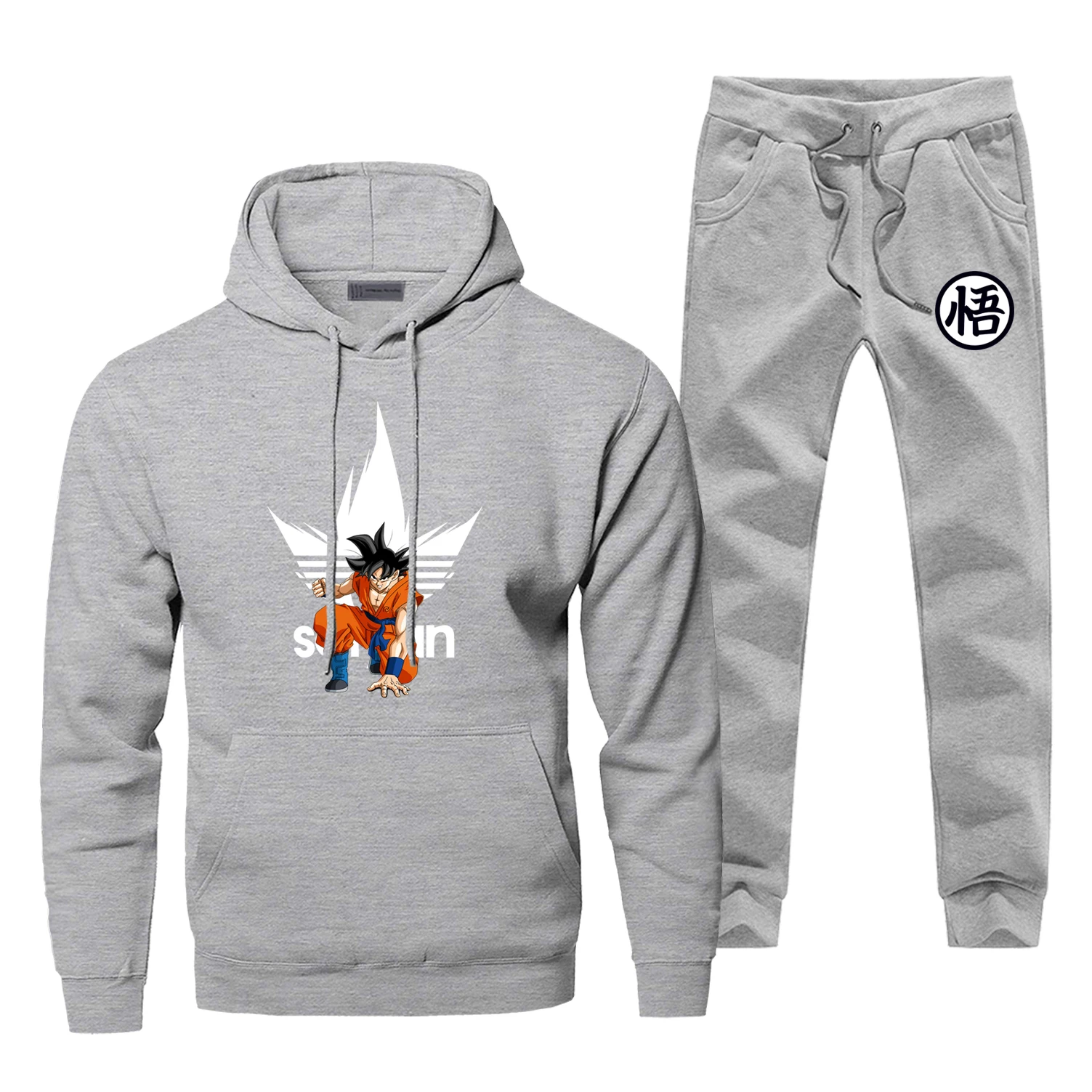 Мода японского аниме Dragon Ball Saiyan Толстовка Толстовки Брюки Наборы для мужчин повседневная спортивная одежда Спортивные штаны Harajuku уличная одежда