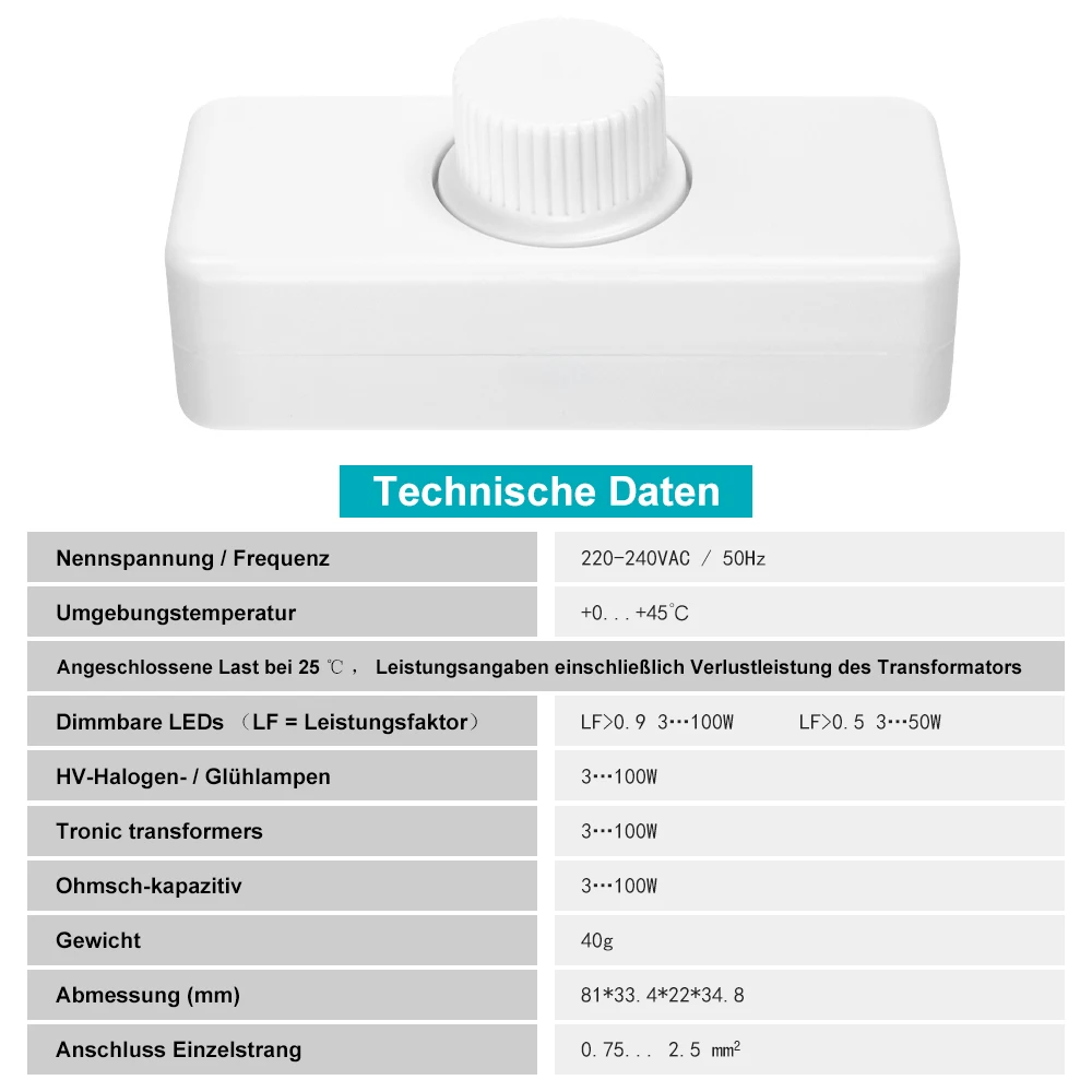 Adjustable LED Dimmer 220V Lights Switch Lighting Control 220V-240V 100W Wall Mounted Button Dimmer Switch Controller Against