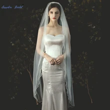 Сапфировая Свадебная простая слоновая кость вальс Длина свадебная вуаль Velo De Novia принцесса короткий Карандаш Край 1 ярус без украшения свадебная вуаль