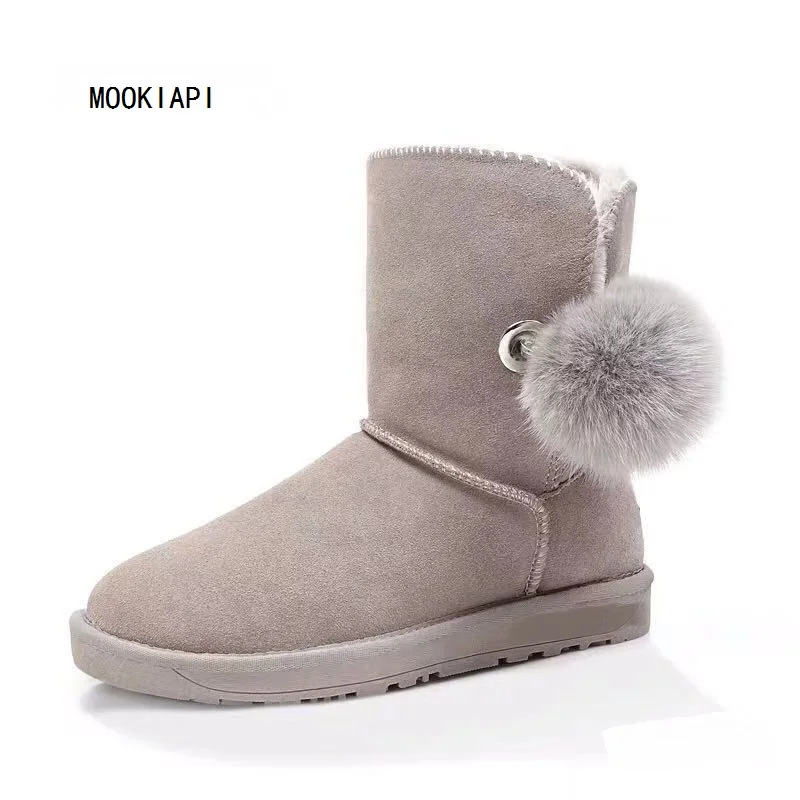 China's latest high-quality snow boots in 2019 real cowhide artificial wool the most fashionable mid-barrel women's shoes | Обувь