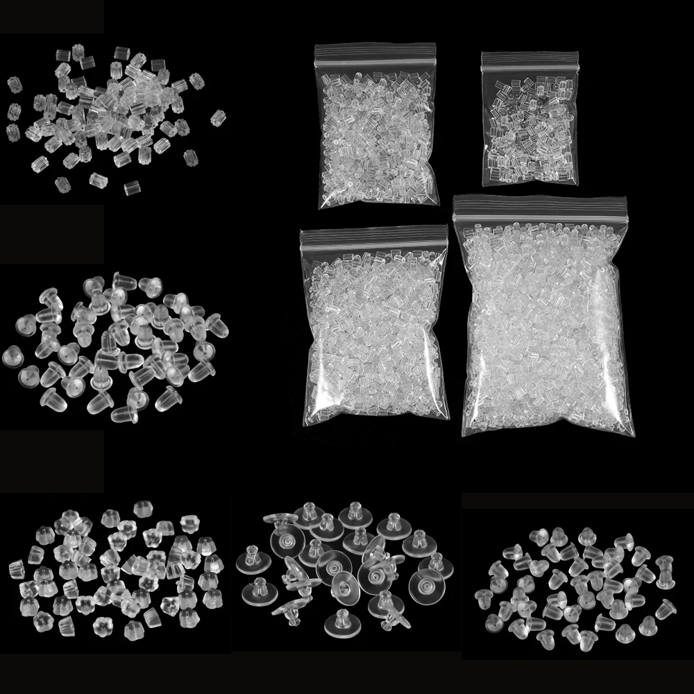 Tapones para los oídos de goma blanda de silicona, para pendientes de tuerca, DIY, accesorios, 200-2000 Uds.