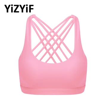 

Women Bras Strappy Cross Back Breathable Padded Sports Bra Top Lingerie Athletic Gym Running Fitness Workout Sport Crop Tops