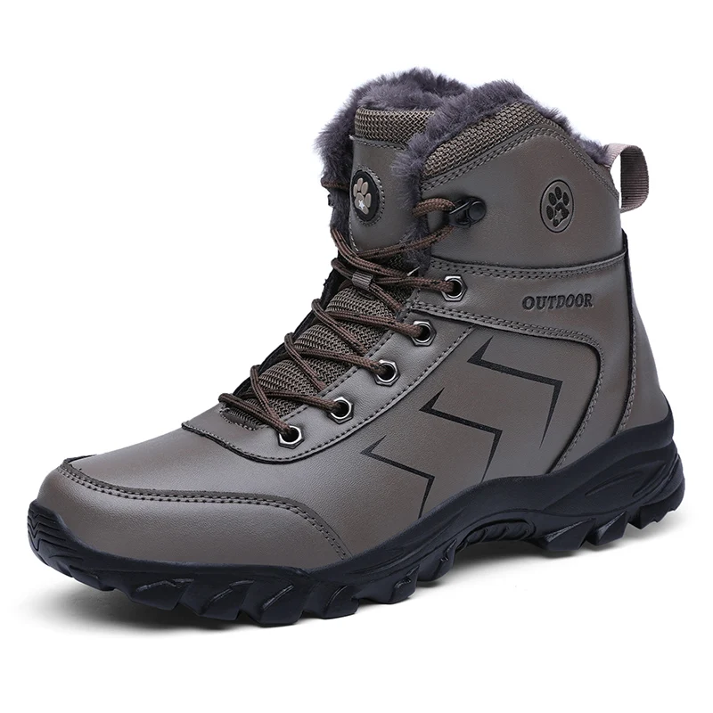 

Big Size Mens Hiking Boots Autumn Winter with Fur Warm Male Walking Sneakers Outdoor Man Hiking Professional Climbing Shoes