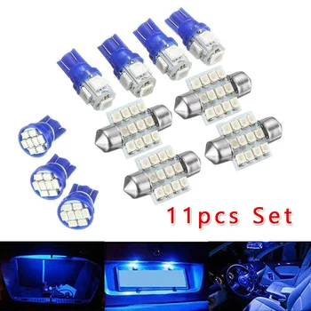 

11pcs/Set Blue LED Light T10+31mm Festoon Interior Dome Map Tag Lamp Bulb Kit Car Styling Brand New And High Quality