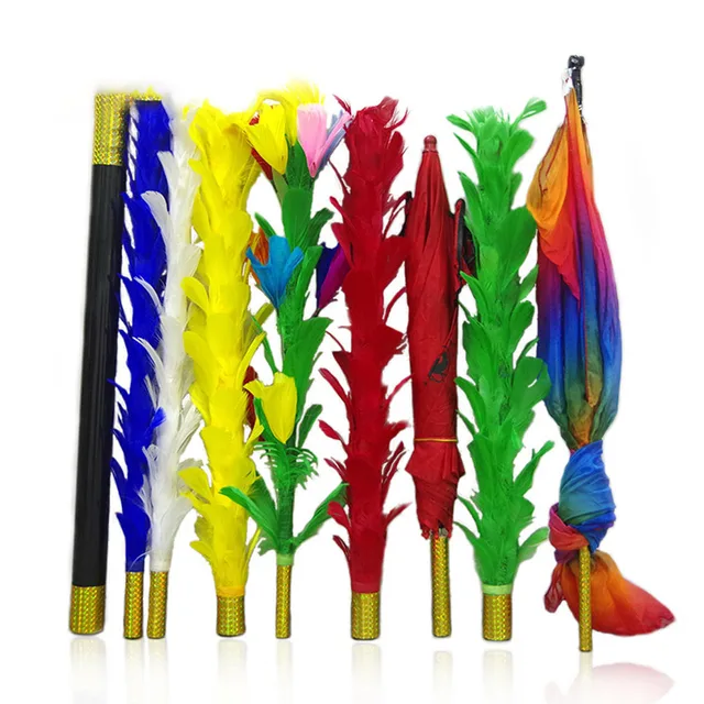 US $65.99 Feather Sticks Magic Tricks Feather To Umbrella Bouquet Flag Magician Stage Gimmick Props Education