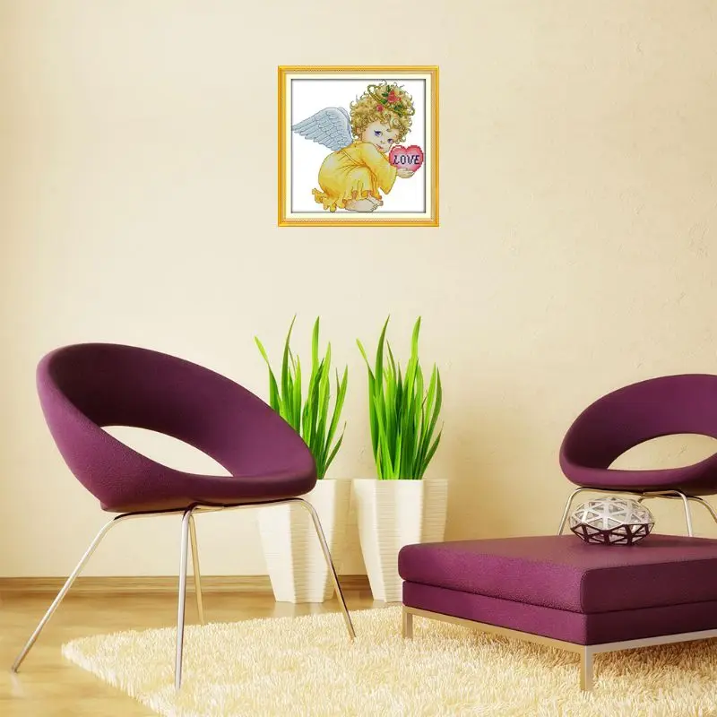 Angel Baby Girl DIY Handmade Needlework Counted 14CT Printed Cross Stitch Embroidery Kit Set Home Decoration Q6PE