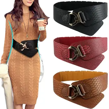 

Yfashion Women Waist Belt Fashion Crocodile Pattern Elastic Wide Decorative Belts Simple Fashion Accessories Female Belt