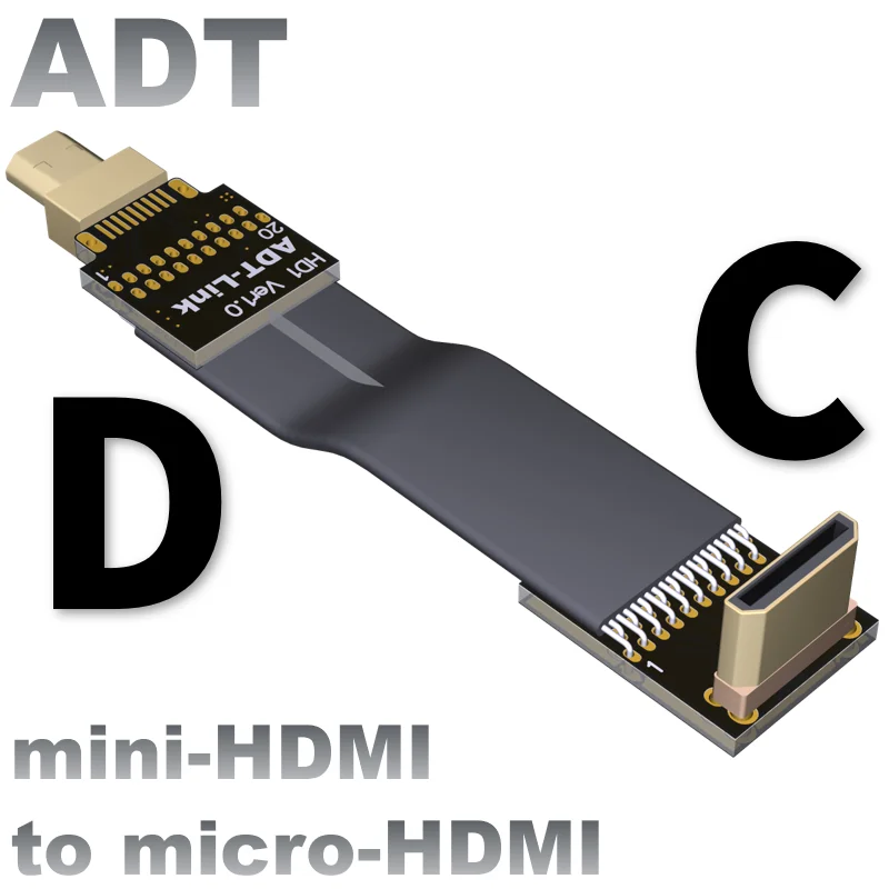 

Мини Поворотная микро-камера Mini HDMI поворотный разъем Поворотный 90 градусов светильник и ультратонкий кабель 18 Гбит/с 2160p