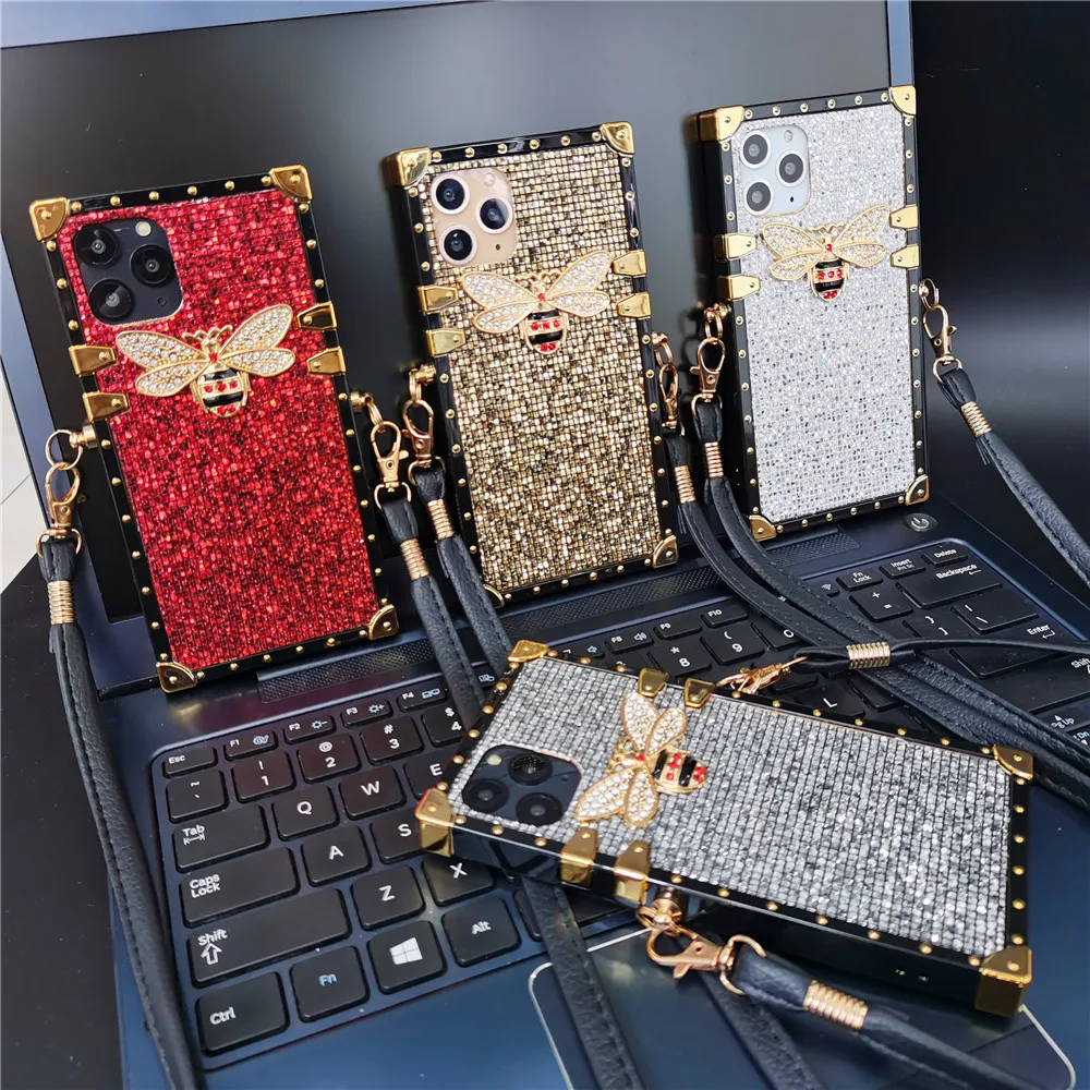 Fashion Square Leather Phone Case For Samsung S21 S20 S10 S9 S8