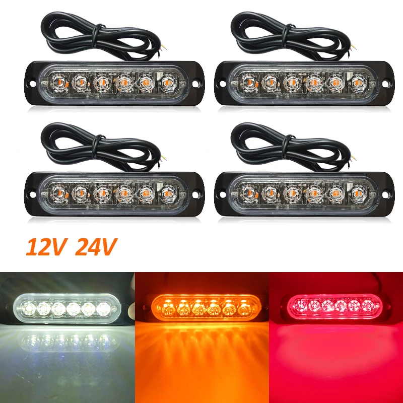 

6LED Car Strobe Warning Lighting Grill Flashing Breakdown Emergency Lamp Auto Truck Trailer Beacon Buld LED Side Light For Cars