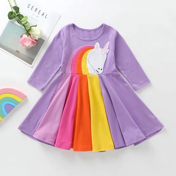 

weLaken Babe Girls Rainbow Dress New Fashion Performance Costume For Toddler Girls Soft Wear Girls Daily Wear Children's Clothes
