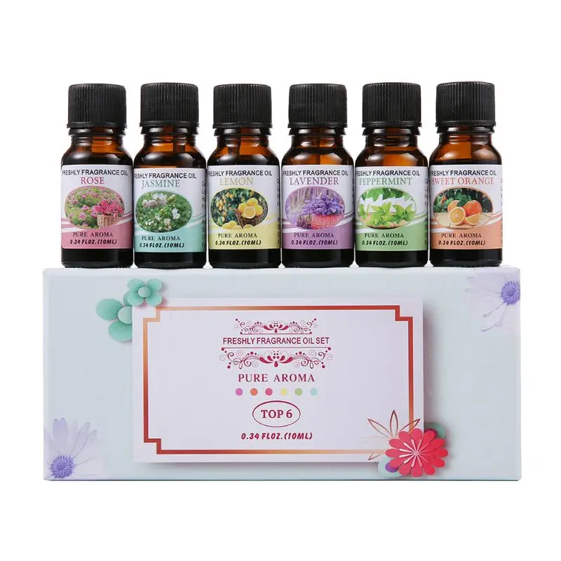 

6Pcs/set Pure Relive Stress Aromatherapy Oils Kit 10ml Fragrance Massage Essential Oil for Air Humidifier