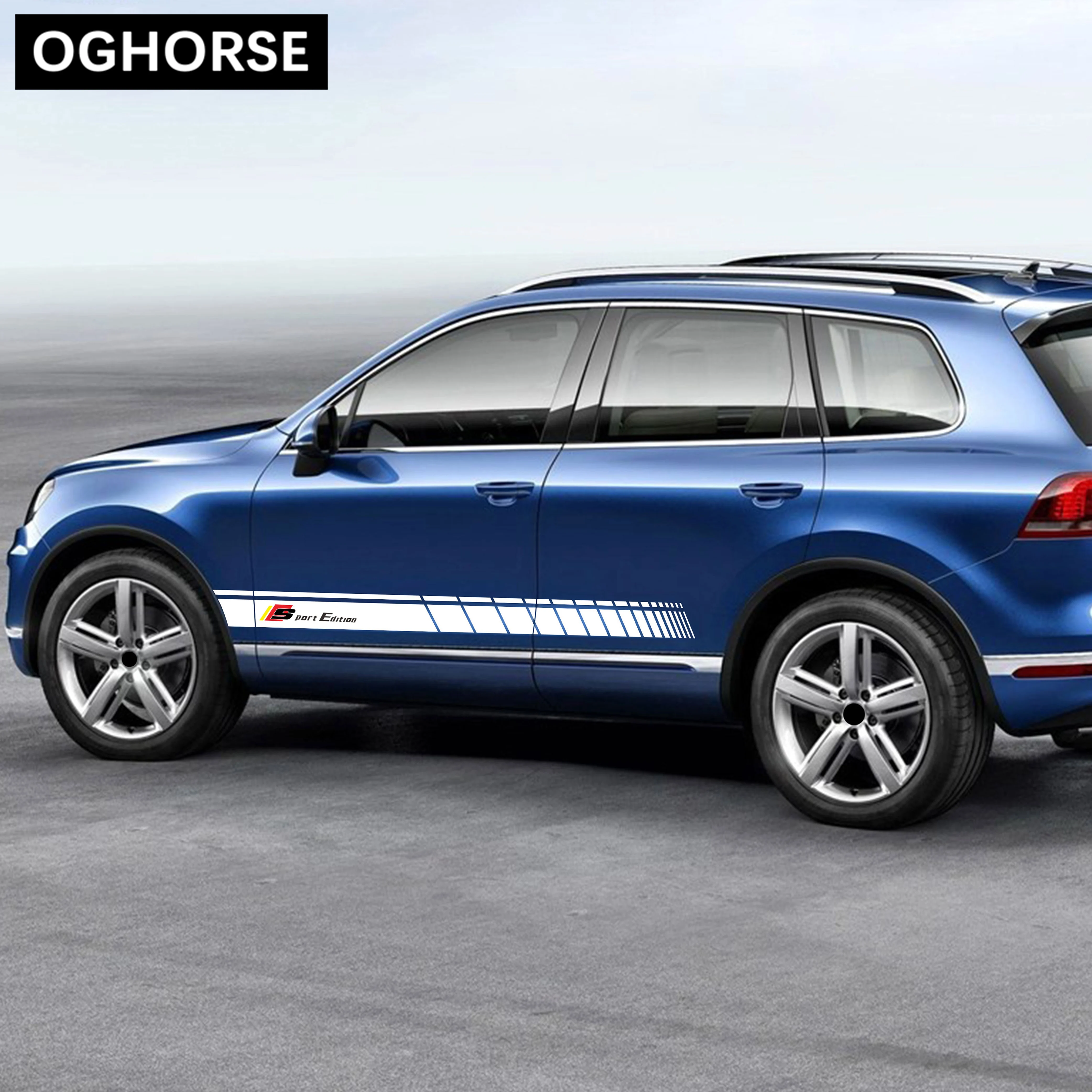 2 шт. наклейки в полоску для автомобильной двери боковой полосы юбки Volkswagen VW Golf 5 6 7