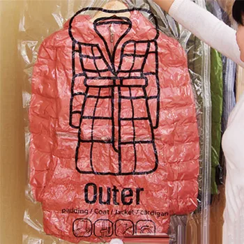 

1pc Closet Hanging Organizer Vacuum Bag for Clothes Storage Bag with Hanger Space Saving Clear Seal Bags Wardrobe Compressed Bag