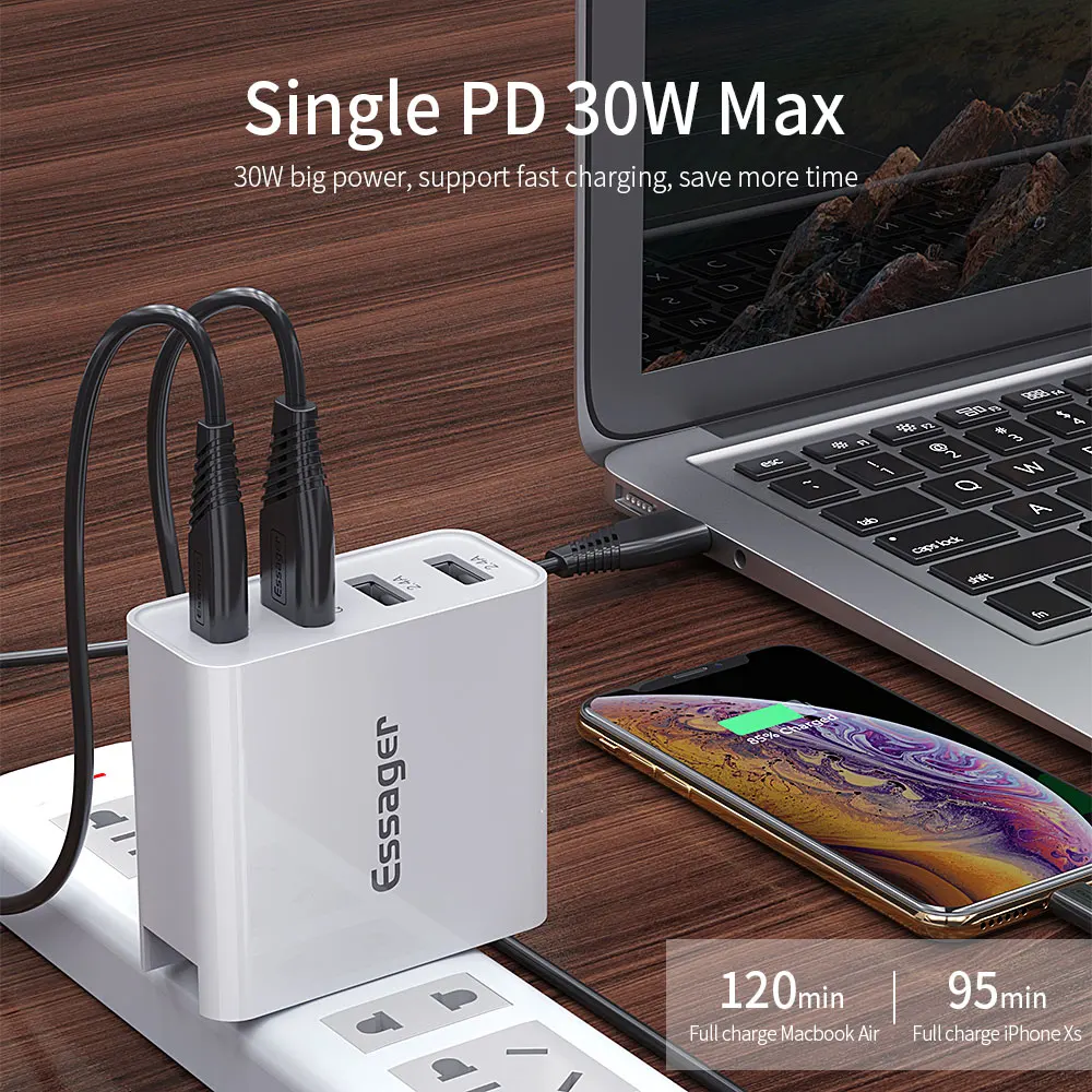 Essager 48W Multi Schnell Ladung 30 USB Ladegerät PD USB Typ C QC3.0 QC Turbo Wand Schnelle Telefon