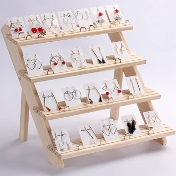 

Jewelry Display Tray Pendant Earrings Rings Display Blocks Solid Wood Jewelry Display Holder