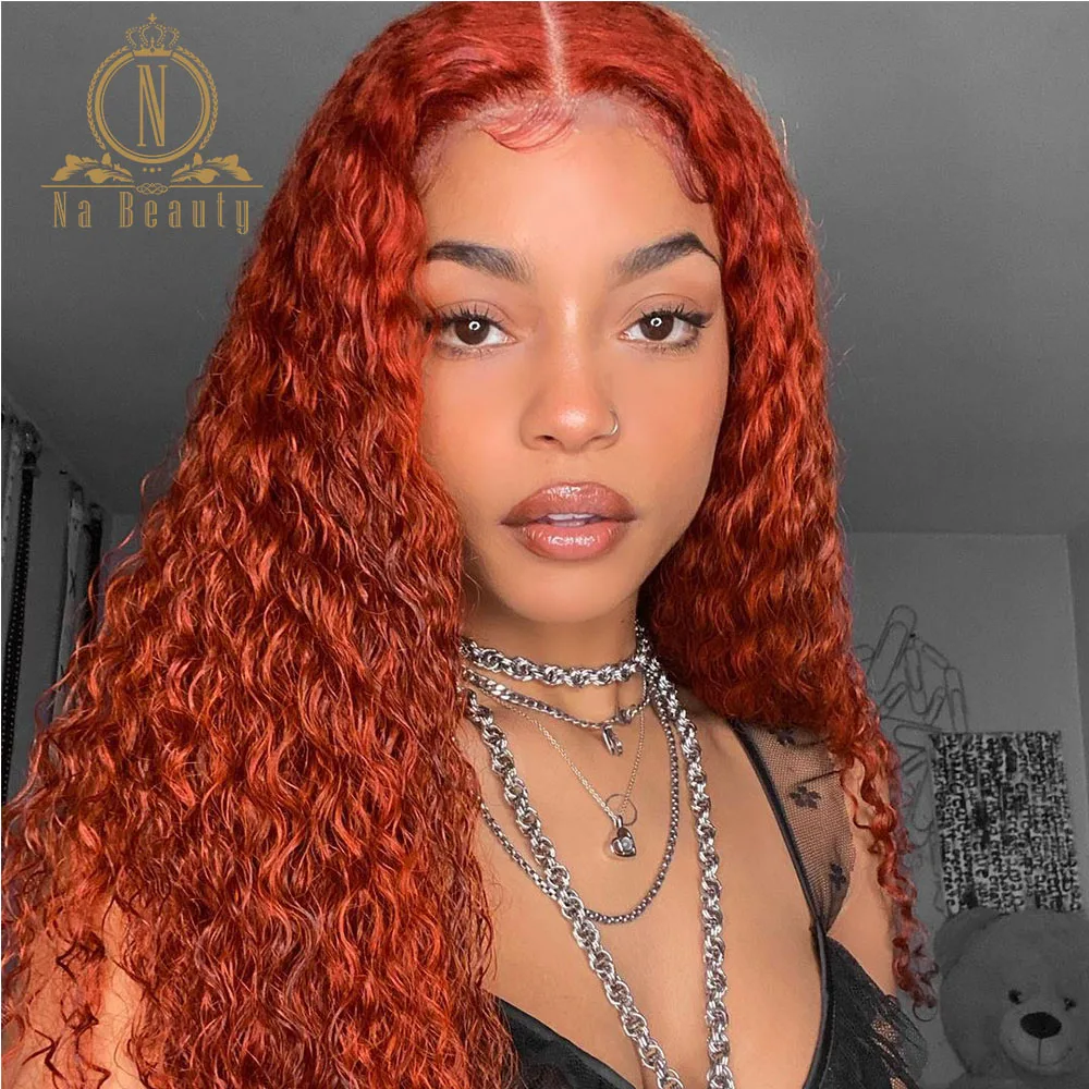 Orange Red Human Hair Wig Colored T Part Lace Wigs 350 Ginger Deep Wave Pre  Plucked Na Beauty 150 Density Remy - Lace Wigs - AliExpress