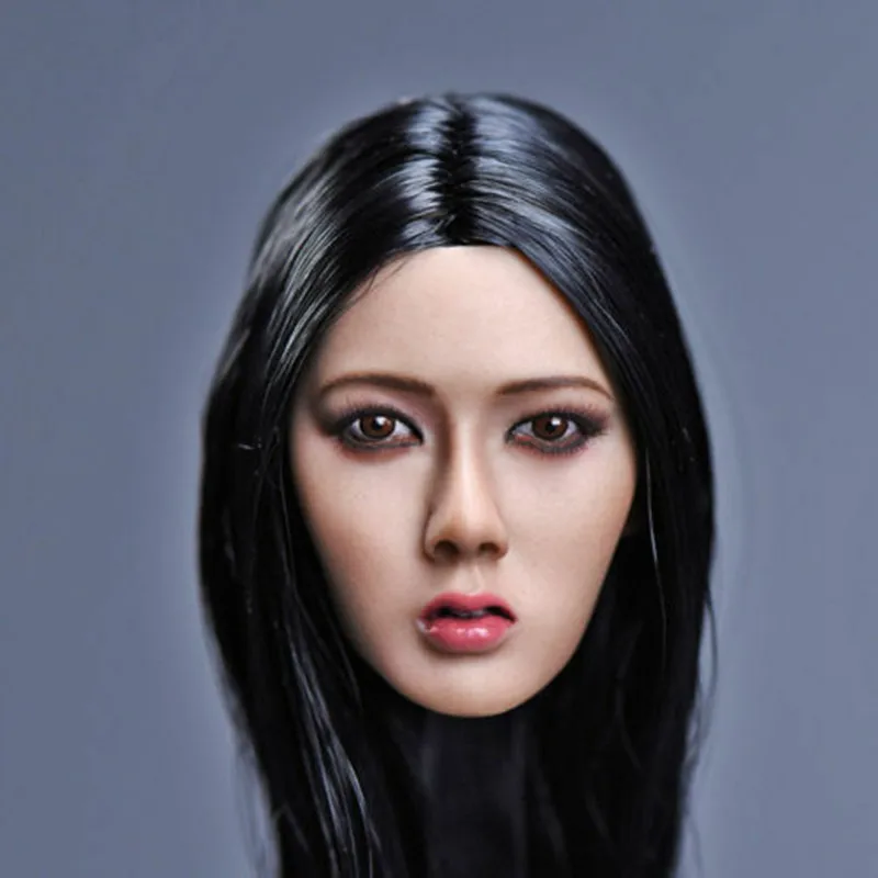 1:6  YMTOYS Female Head Sculpt Asia Model Short Black Hair For 12/" Body model