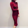 Women Autumn Winter Knitted Sweater Dresses Slim Elastic Turtleneck Long Sleeve Sexy Lady Bodycon Dresses ► Photo 3/6