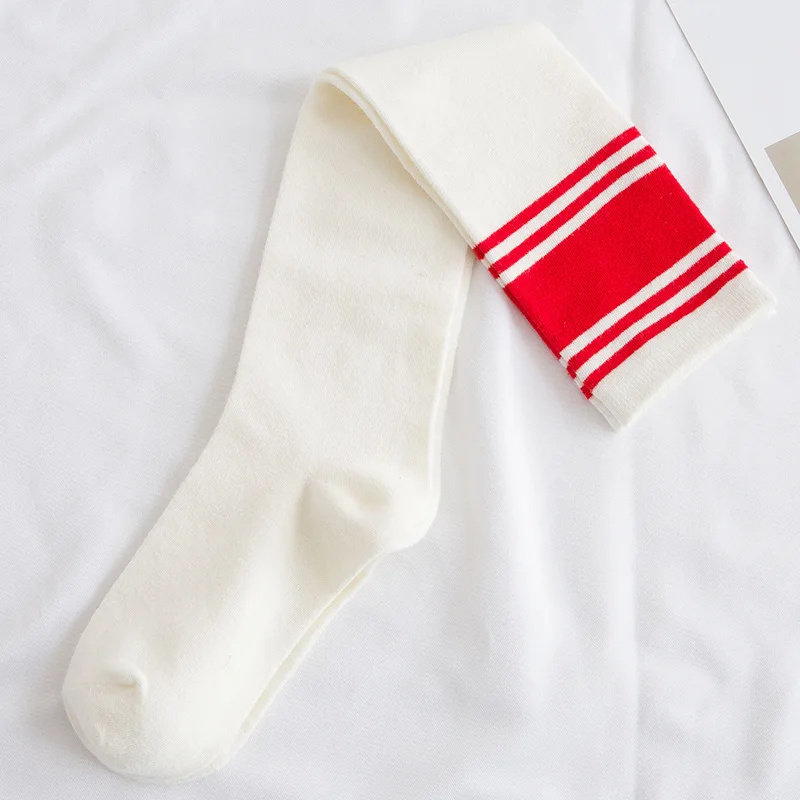 red and white Jeseca, школьная форма в студенческом стиле, чулки, Осень-зима, теплые чулки ниже колена, японские кавайные милые длинные носки для девочек - Цвет: red and white