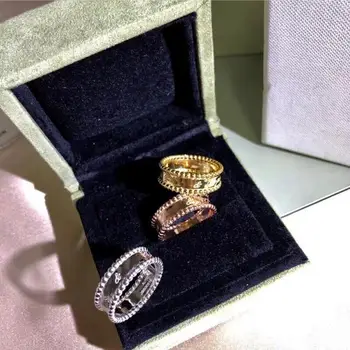 

Top Quality 100% Sterling Silve r Signature Beaded Band Rings Women Top Quality Elegant Hot Brand Jewelry Silve Rings Gifts