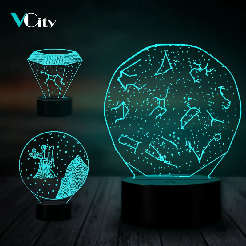 

VCity Twelve Constellations 3D LED Bulb Nightlight Virgo Hologram Illusion Unique Lamp Home Decor Kid's Lover's Friend's Gifts