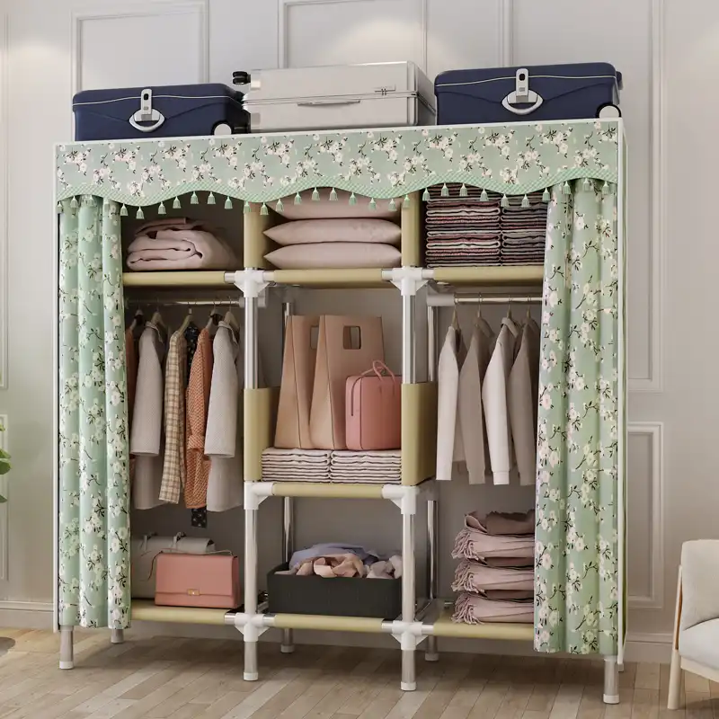 Forte Chambre Meubles Placard Simple Tissu Garde Robe 25mm Epaississement En Acier Gras Detachable Double Suspendus Garde Robe Tissu Maison Aliexpress