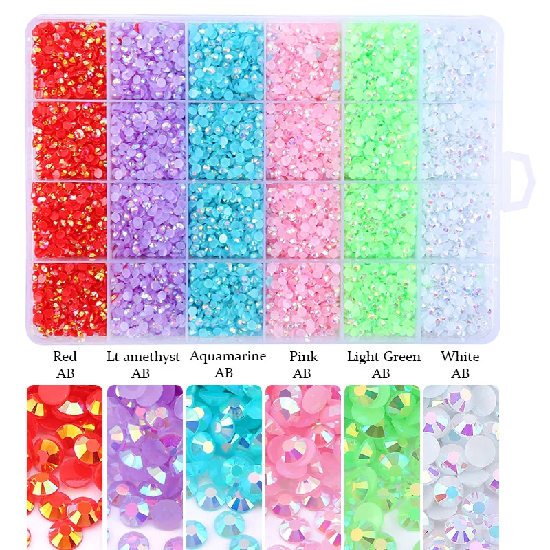 Embroidery Machines 19200pcs/box Resin Loose Rhinestone Rainbow Color AB Glue On Rhinestones for DIY Creative Design Decoration Crafts tailoring marker pencil Fabric & Sewing Supplies