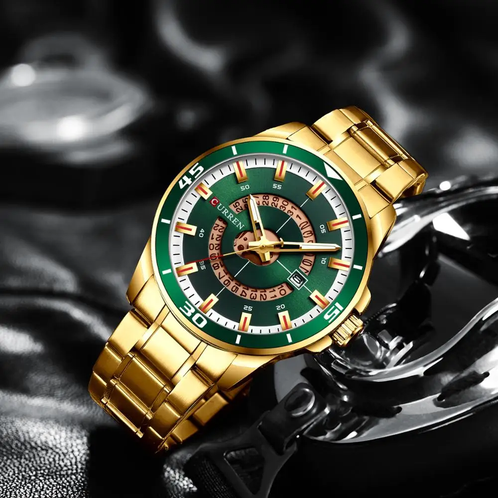 

CURREN 8359 Gold Steel Watch for Men Watches Quartz Date Clock Male Brand Luxury Business Watch Casual Style Relogio Masculino
