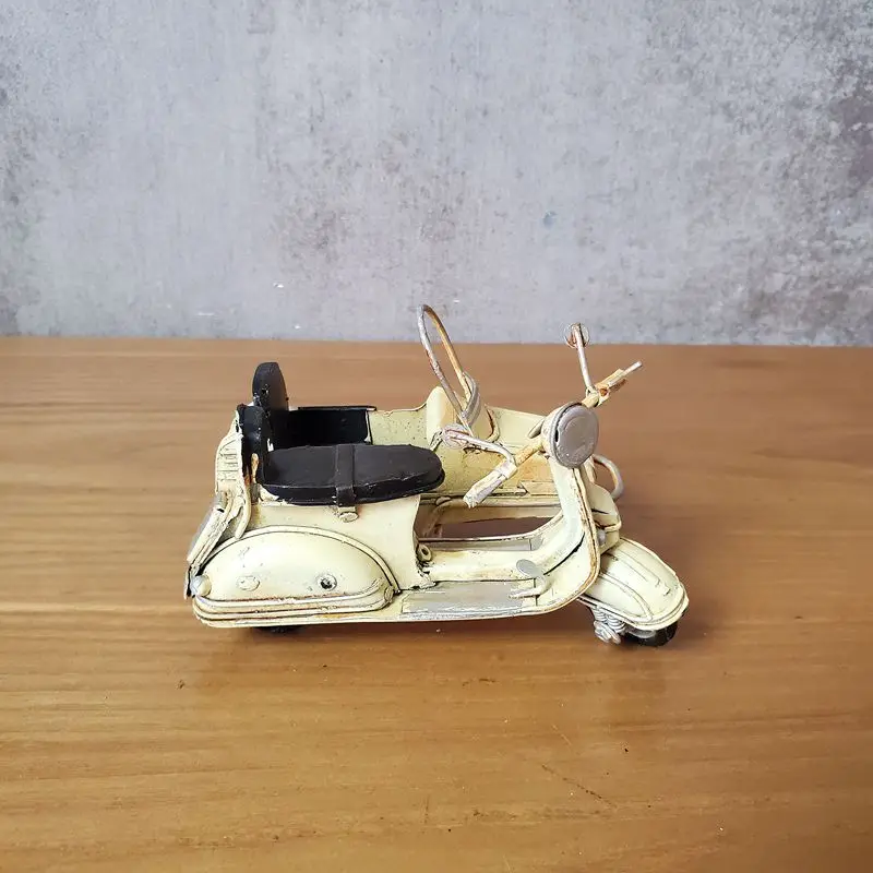 Модель трехколесного мотоциклетного утюга, Оловянная модель, ретро ремесла, коллекция ручной работы, антиквариат, украшения ручной работы, подарки