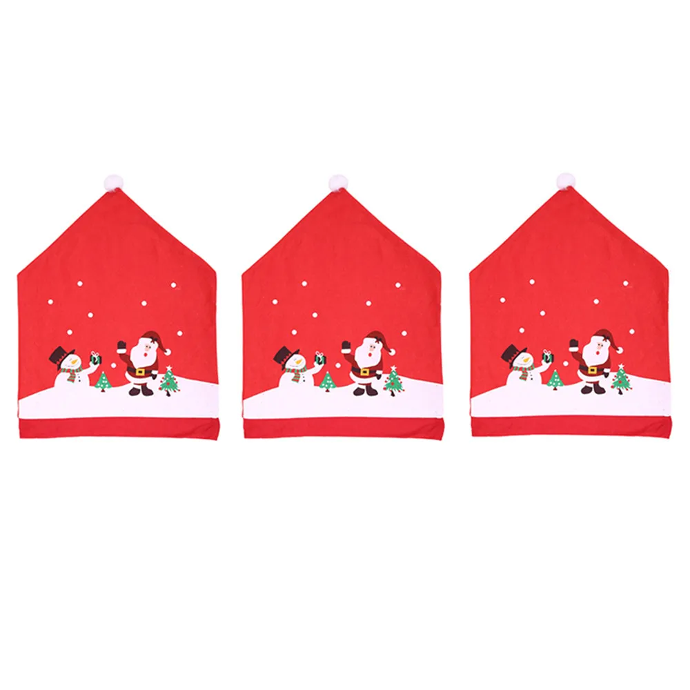 6 шт./компл. накидки на стулья, чехлы на сиденья Санта Клаус украшения дома стол рождественские покрытия для стула для декорация для дома и отеля крышка - Цвет: 3pcs