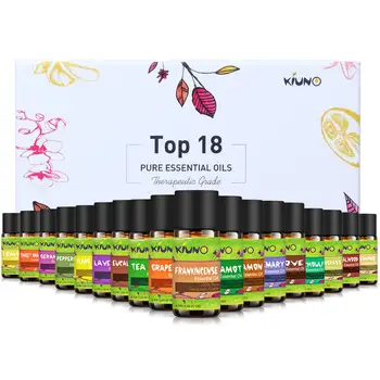 

KIUNO 8ml Essential Oils Kits 18pcs/Lot Gift Box Set Oil Diffuser Lavender Lemon Peppermint Jasmine Tea Tree Orange Rosemary Oil